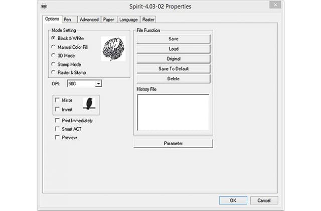 GCC LaserPro Printer Driver Features Time Estimation and Job Preview